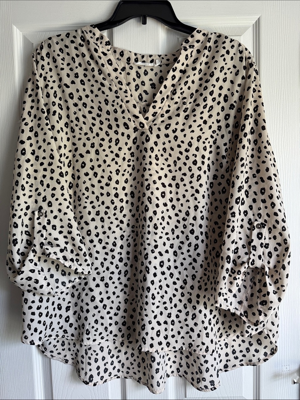 Lush Cream Tunic with Black Leopard Spots